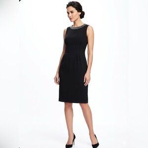 Talbots Black Studded Neckline Midi Dress